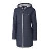 Cutter & Buck Women's Heather Navy Houston Texans Helmet Logo Rainier Primaloft Eco Insulated Hooded Long Coat view 2