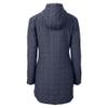 Cutter & Buck Women's Heather Navy Houston Texans Helmet Logo Rainier Primaloft Eco Insulated Hooded Long Coat view 3
