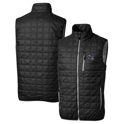 Cutter & Buck Men's Black Minnesota Vikings Helmet Rainier PrimaLoft Eco Insulated Full-Zip Puffer Vest