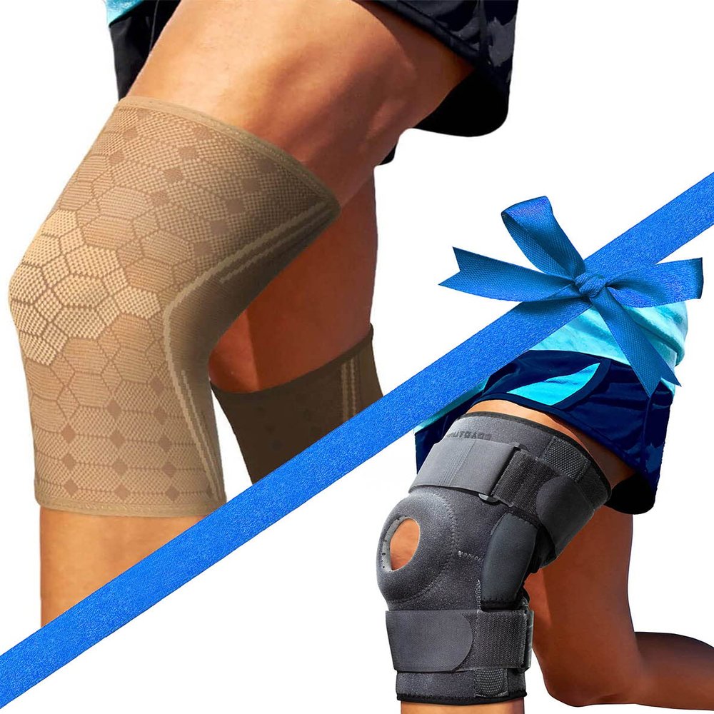 Sparthos Knee Compression Sleeves [Desert Beige - Small] x Hinged Knee Brace [Size XXXL]