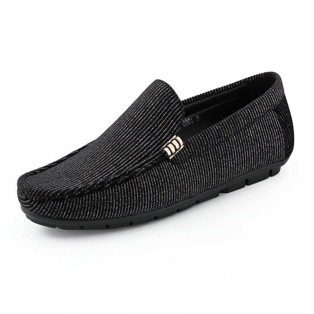 Amali Eric - Men's Velvet Slip-On Loafers - Black, Size 9