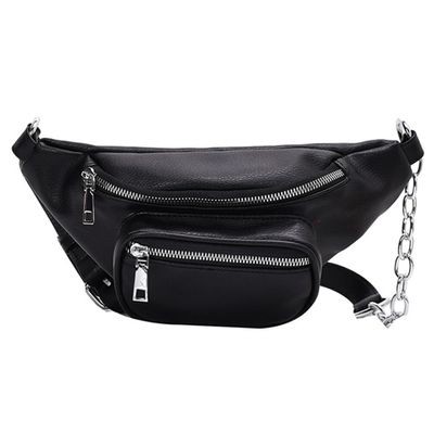 Beatifufu Pu Leather Belt Bag Comfortable Sling Bag Adjustable Straps Double Pockets
