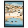 Artery8 Small Boats in St Ives Bay Coastal Cityscape Artwork Framed Wall Art Print A4 view 1