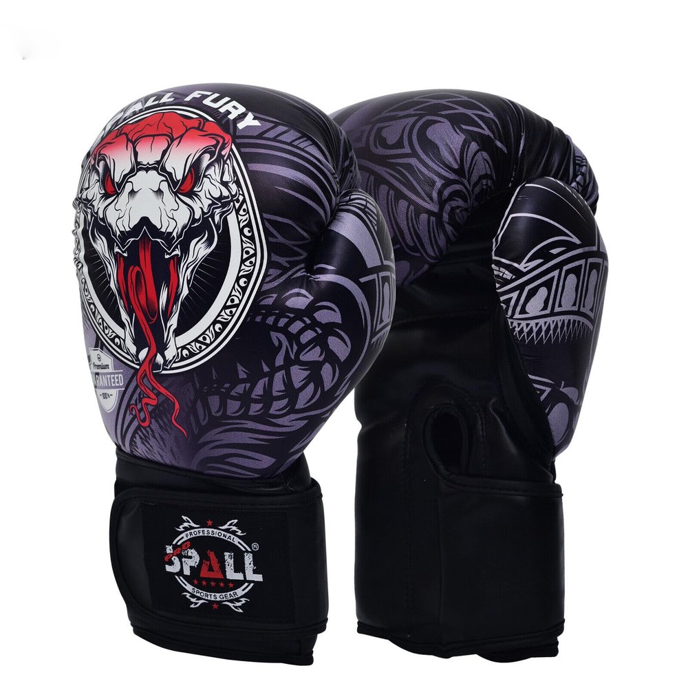 Spall Pro US Boxing Gloves for Kids, Men & Women - Pro Training Sparring Punching Gloves - Muay Thai MMA, Kickboxing Heavy Bag Workout Leather Boxing Gloves Gray/Black-8oz