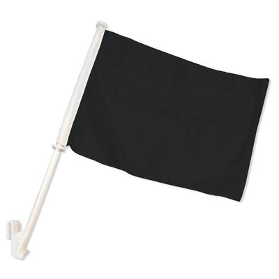 BLACK Double Sided Car Flag White Solid Color Car Window Flag 100D FABRIC