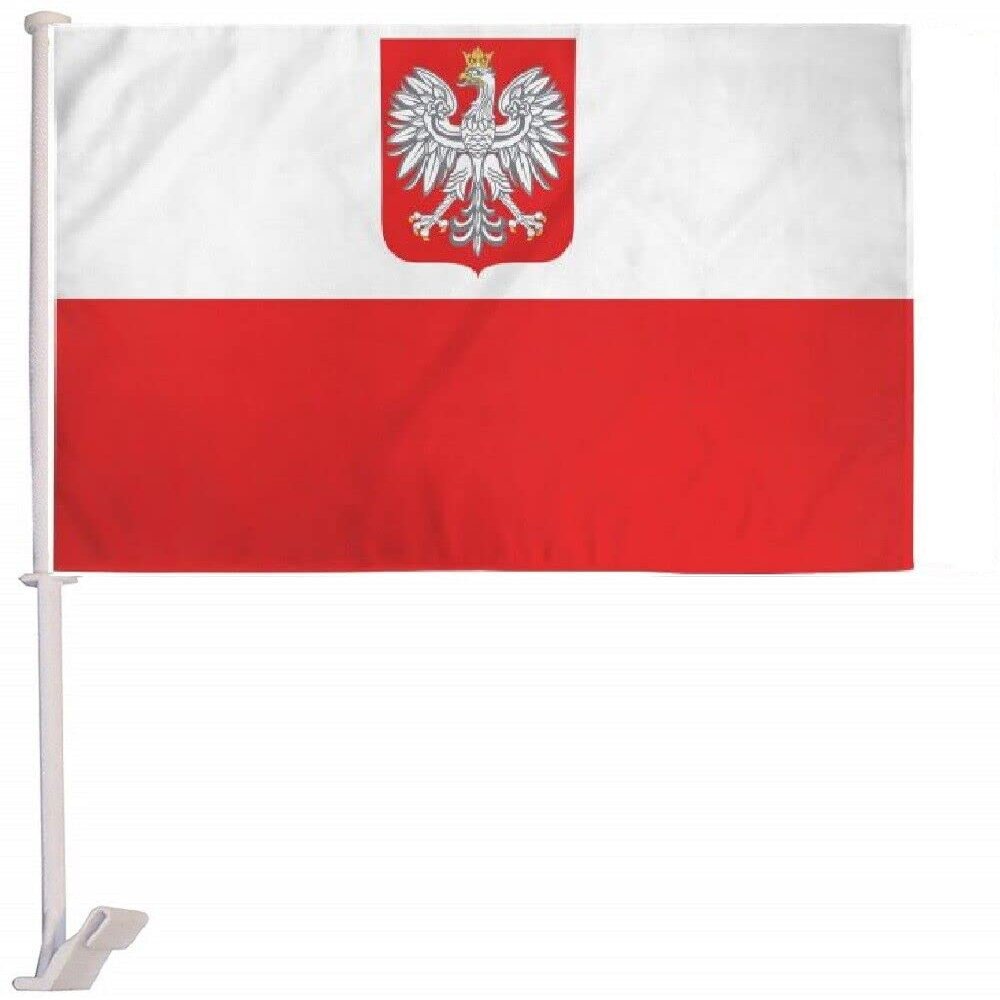11x15 Poland Eagle Polska Premium Car Window Vehicle 11"x15" Flag clip