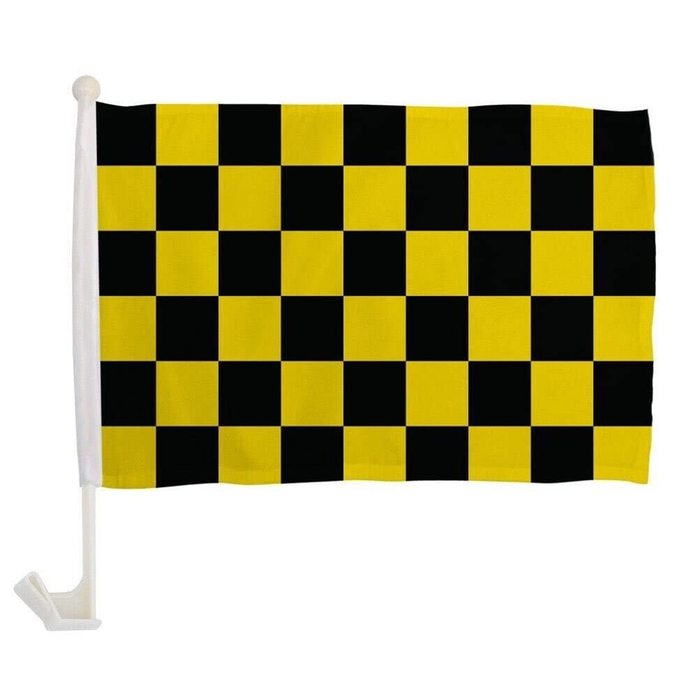 12x18 Black Yellow Checkered Checker Racing Car Window Vehicle 12"x18" Flag