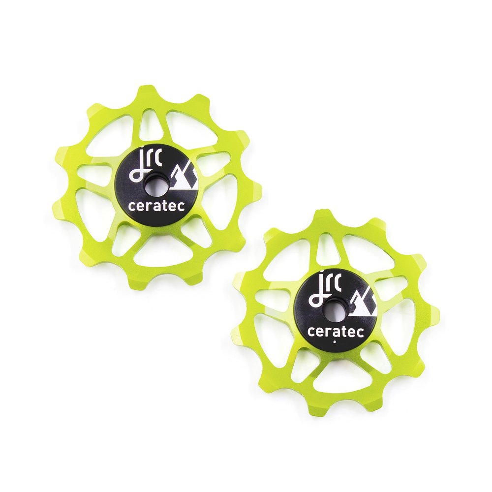 JRC Components 11T Ceramic Pulley Wheels | Compatible with 12 Speed Shimano 105 R7150 & Ultegra R8150 | Hybrid Ceramic Derailleur Pulley Wheel -Acid Green