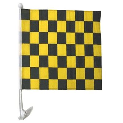 12X18 BLACK AND GOLD CHECKERED Car FLAG Window Vehicle 12"x18" Flag