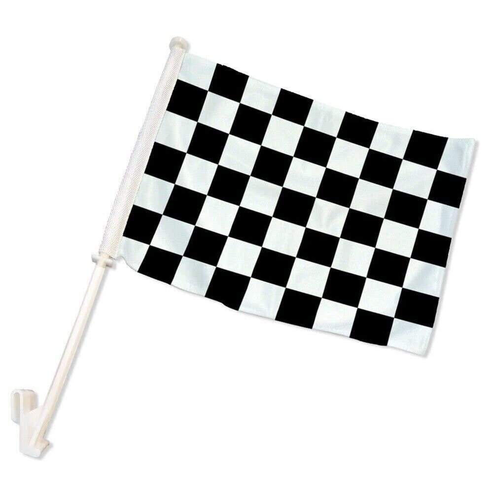 Black & White Checkered Double Sided Car Flag Checkered Car Window Flag