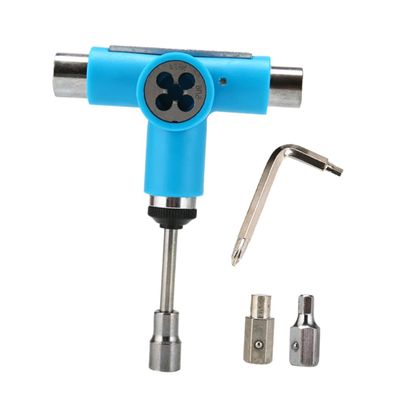 BESPORTBLE One Portable Multifunctional Skateboard t Tool Set Durable Blue T-Handle for Easy Adjustments Skateboards Mini and Cruisers