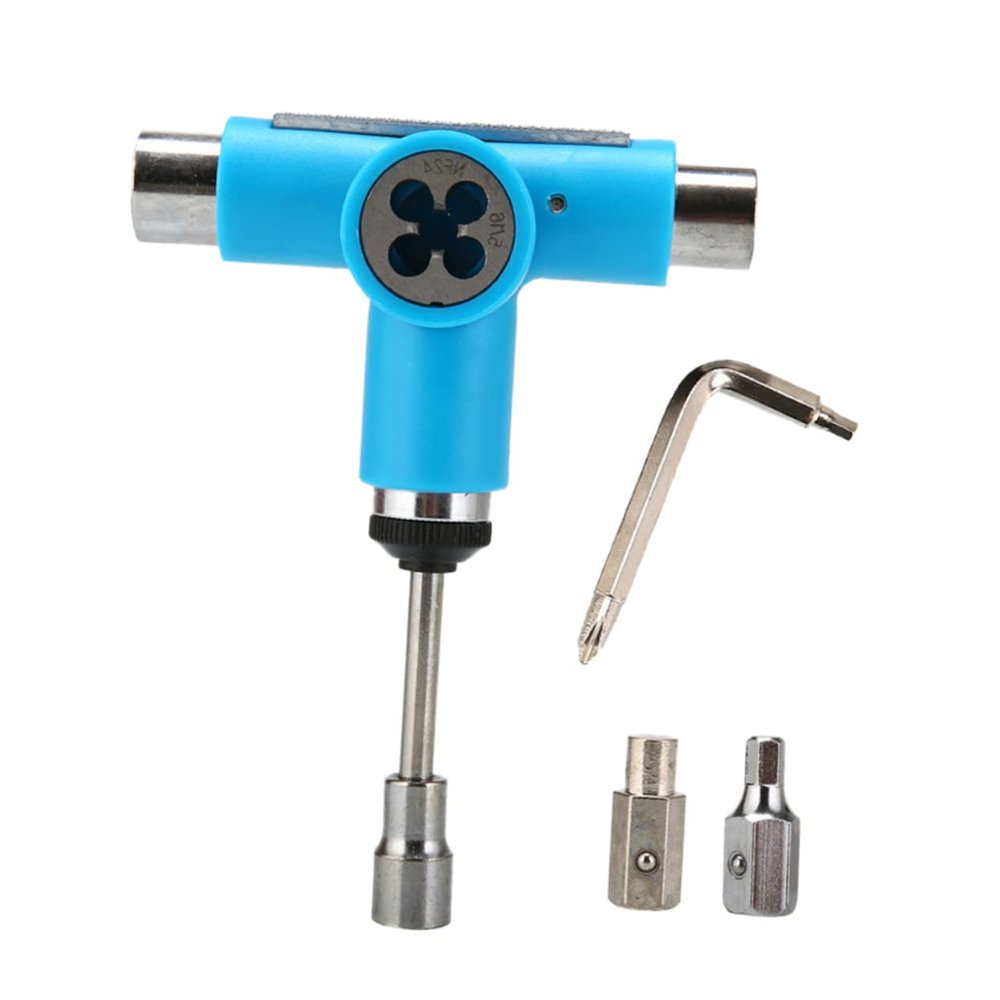 BESPORTBLE One Portable Multifunctional Skateboard t Tool Set Durable Blue T-Handle for Easy Adjustments Skateboards Mini and Cruisers