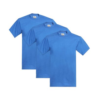 Pro Club Men's 3-Pack Heavyweight Cotton Short Sleeve Crew Neck T-Shirt, Royal Blue, Medium