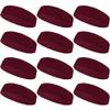 COUVER Sweatbands Sports Headband Moisture Wicking Athletic Cotton Terry Cloth Sweatband for Tennis, Basketball, Running, Gym, Working Out for Men & Women Multi-Packs - Maroon, 12 Pieces view 1