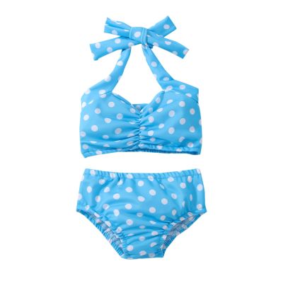 Baby Girl Bikini Kids Toddler Polka Dot Swimsuits Swimwear Beach Bathing Suit Bikinis Set Girls (Sky Blue, 0-6 Months)