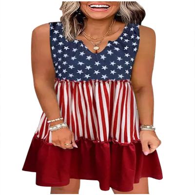4th of July Outfits for Women Fourth of July Dresses Patriotic American Flag Mini Dress July 4th Dresses Outfits for Women(USA Flag,Small)