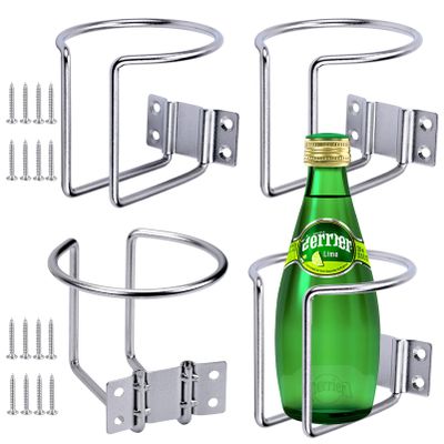 Marinebaby 4 pcs Boat Cup Holder,Stainless Steel Universal Drink Holders,Suitable for Boat,Truck,RV,Tractor,Outdoor Wooden Swing. (Silver)