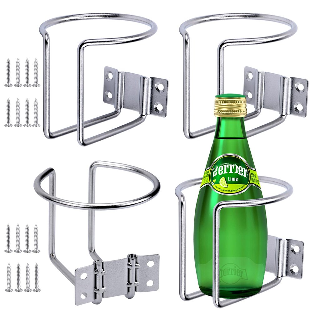 Marinebaby 4 pcs Boat Cup Holder,Stainless Steel Universal Drink Holders,Suitable for Boat,Truck,RV,Tractor,Outdoor Wooden Swing. (Silver)