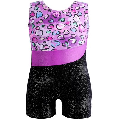 Belovance Leotards for Girls Gymnastcis 9-10 Kid Child Dance Tumbling Trainning Sleeveless Biketard Sparkly Heart Unitard (Heart Purple, 9-10 Years)