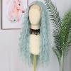 ANDRIA Mint Green Curly Lace Front Wig Glueless Loose Curly Wave Colorful Wigs for Women Long Wavy Synthetic Middle Part Light Green Heat Resistant Natural Hair 24Inch Cosplay Party view 2