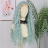 ANDRIA Mint Green Curly Lace Front Wig Glueless Loose Curly Wave Colorful Wigs for Women Long Wavy Synthetic Middle Part Light Green Heat Resistant Natural Hair 24Inch Cosplay Party view 3