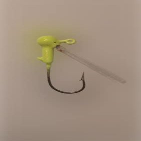 10 Pack 1/32 oz Painted Weedless Crappie Jig Heads Glow Yellow Chartruese