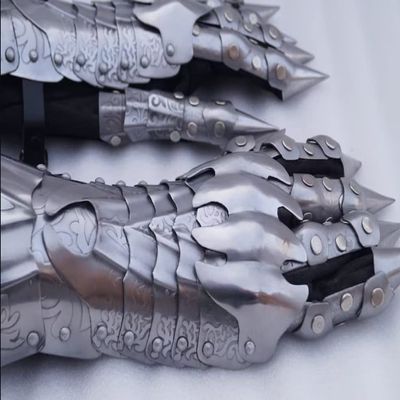 Medieval Gauntlet Gloves Pair Brass Accents Knight Crusader Armor Steel Gift items