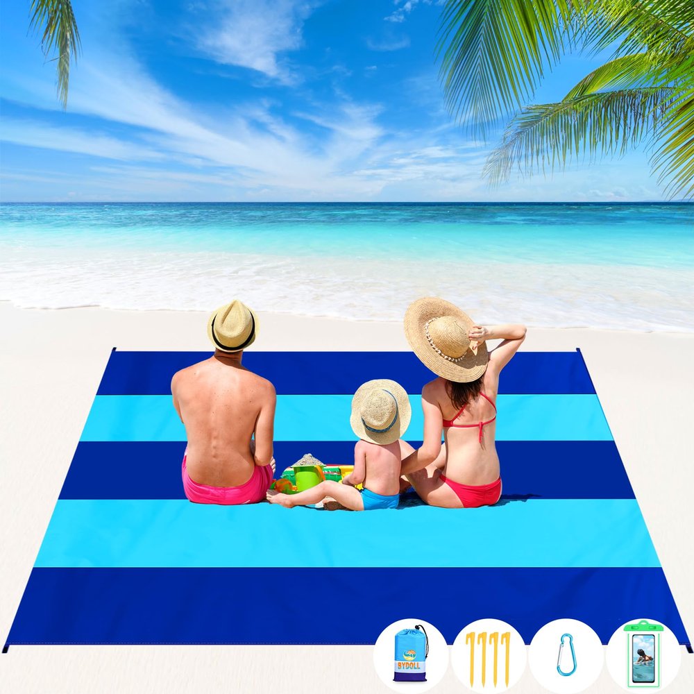 BYDOLL Beach Blanket Waterproof Sandproof 10'9' 1-8 Adults Oversized Lightweight Large Picnic Mat Waterproof Sandproof Blanket for Beach Camping Hiking Travel