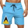 St Lucia Flag Mens Swim Trunks Quick Dry Swim Shorts with Pockets Funny Beach Shorts S view 1