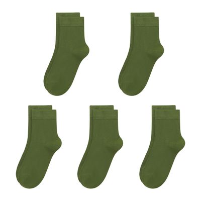 SERISIMPLE Kids Viscose Bamboo School Socks Soft flate Seam Color Anti Odor Thin Breathable Stretch Cuffs Girls Boy 5 Pairs (US, Alpha, Large, Regular, Olive Green)