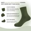SERISIMPLE Kids Viscose Bamboo School Socks Soft flate Seam Color Anti Odor Thin Breathable Stretch Cuffs Girls Boy 5 Pairs (US, Alpha, Large, Regular, Olive Green) view 3