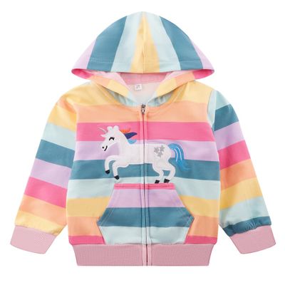 Akyzic Girls Rainbow Fall Jacket Zip up Hoodie Kids Back to School Outfit Cotton Unicorn Hooded Sweatshirt Winter Outerwear 4T/3056