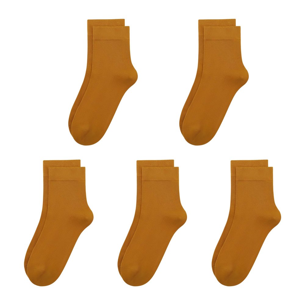 SERISIMPLE Kids Viscose Bamboo School Socks Soft flate Seam Color Anti Odor Thin Breathable Stretch Cuffs Girls Boy 5 Pairs (Medium, Turmeric Yellow)