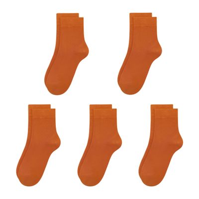 SERISIMPLE Kids Viscose Bamboo School Socks Soft flate Seam Color Anti Odor Thin Breathable Stretch Cuffs Girls Boy 5 Pairs (Medium, Pumpkin Orange)