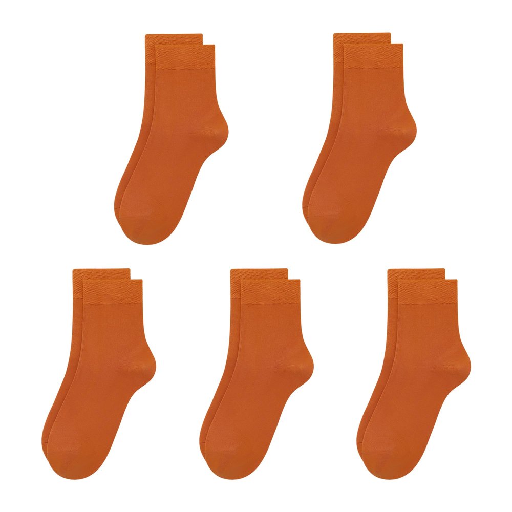 SERISIMPLE Kids Viscose Bamboo School Socks Soft flate Seam Color Anti Odor Thin Breathable Stretch Cuffs Girls Boy 5 Pairs (Medium, Pumpkin Orange)