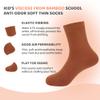 SERISIMPLE Kids Viscose Bamboo School Socks Soft flate Seam Color Anti Odor Thin Breathable Stretch Cuffs Girls Boy 5 Pairs (Medium, Pumpkin Orange) view 3