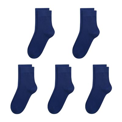 SERISIMPLE Kids Viscose Bamboo School Socks Soft flate Seam Color Anti Odor Thin Breathable Stretch Cuffs Girls Boy 5 Pairs (US, Alpha, Large, Regular, Royal Blue)