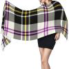 LMNSWDA Clan MacPherson Black, White & Purple Dress Tartan Women's Fashion Cashmere Feel with Tassel Large scarf warm party shawl Wraps view 3