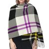 LMNSWDA Clan MacPherson Black, White & Purple Dress Tartan Women's Fashion Cashmere Feel with Tassel Large scarf warm party shawl Wraps view 4