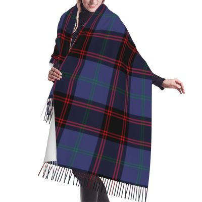 LMNSWDA Clan Rutherford Royal Blue Scottish Tartan Women's Fashion Cashmere Feel with Tassel Large scarf warm party shawl Wraps