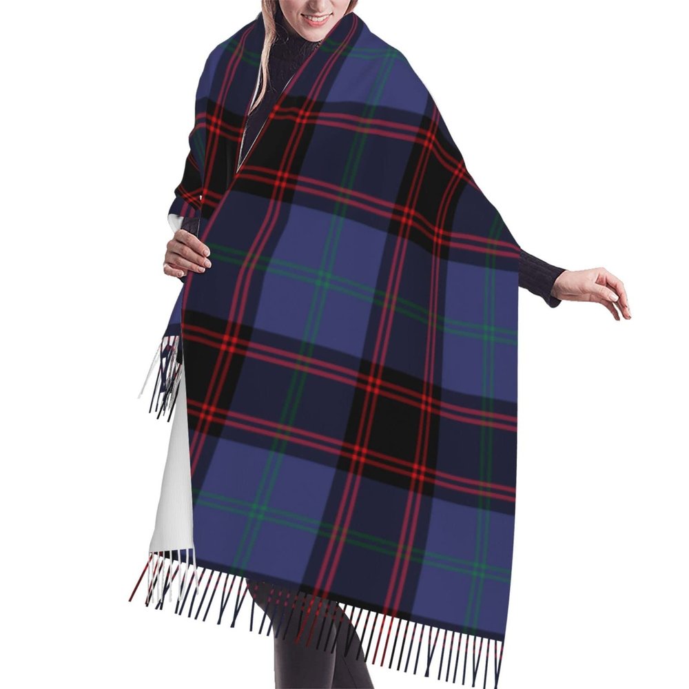 LMNSWDA Clan Rutherford Royal Blue Scottish Tartan Women's Fashion Cashmere Feel with Tassel Large scarf warm party shawl Wraps