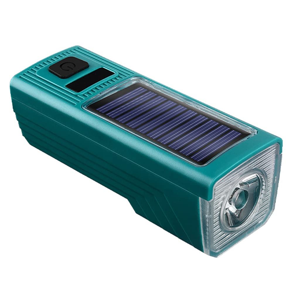 EUPLI Bike Front Lights USB Rechargeable Solar Bicycle Light Waterproof Headlight with Horn High Volume Speaker Mountain Cycling Light,Green