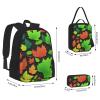 Color Leaf Three-Piece Backpack Set With Pocket Backpack Cross-Body Lunch Bag Pen Bag For Travel Daypack view 2