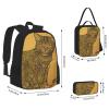 Abstract Cats Three-Piece Backpack Set With Pocket Backpack Cross-Body Lunch Bag Pen Bag For Travel Daypack view 2