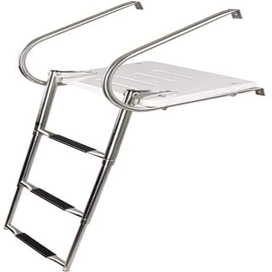 MIDUNU Stainless Steel Boat Ladder 3 Step Folding Extension Ladder Telescoping Boat Boarding Marine Ladder for Fishing Boat Dock Swimming Pool