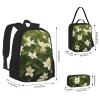 Flower Clematis Three-Piece Backpack Set With Pocket Backpack Cross-Body Lunch Bag Pen Bag For Travel Daypack view 2