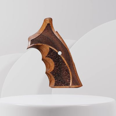 Tactical Mak Grips SW357 KL Frame Roundbutt Grip Black Gun Grips Natural Wood Grip 3D Texture with German Silver Carving Perfect for Your Holster Weapon Speed and Accuracy and Design (V 6)