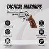 Tactical Mak Grips SW357 KL Frame Roundbutt Grip Black Gun Grips Natural Wood Grip 3D Texture with German Silver Carving Perfect for Your Holster Weapon Speed and Accuracy and Design (V 6) view 2