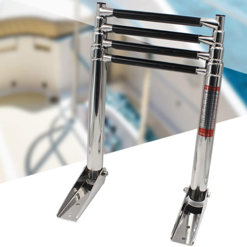 MIDUNU Telescopic 2/3/4 Step Boat Ladder, Stainless Steel Folding Telescoping Marine Pontoon Boat Dock Ladder Extendable Step for Boat Yacht Dock