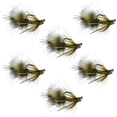 The Fly Fishing Place Tungsten Bead Mini Bugger Tactical Jig Czech Euro Nymph Spanish Barbless Nymphing Fly - 6 Flies Size 12